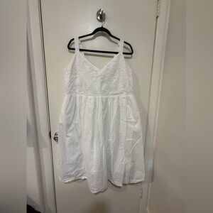 Women's Sleeveless White Dress 100% Cotton Size 2X With Pockets